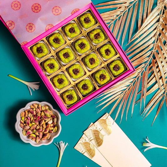 Pista Pann Paradise premium pistachio sweets box by Meethi Elaichi Mumbai
